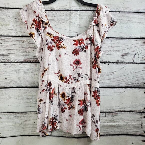 Maurices 1x Plus White Floral Top - Picture 1 of 7